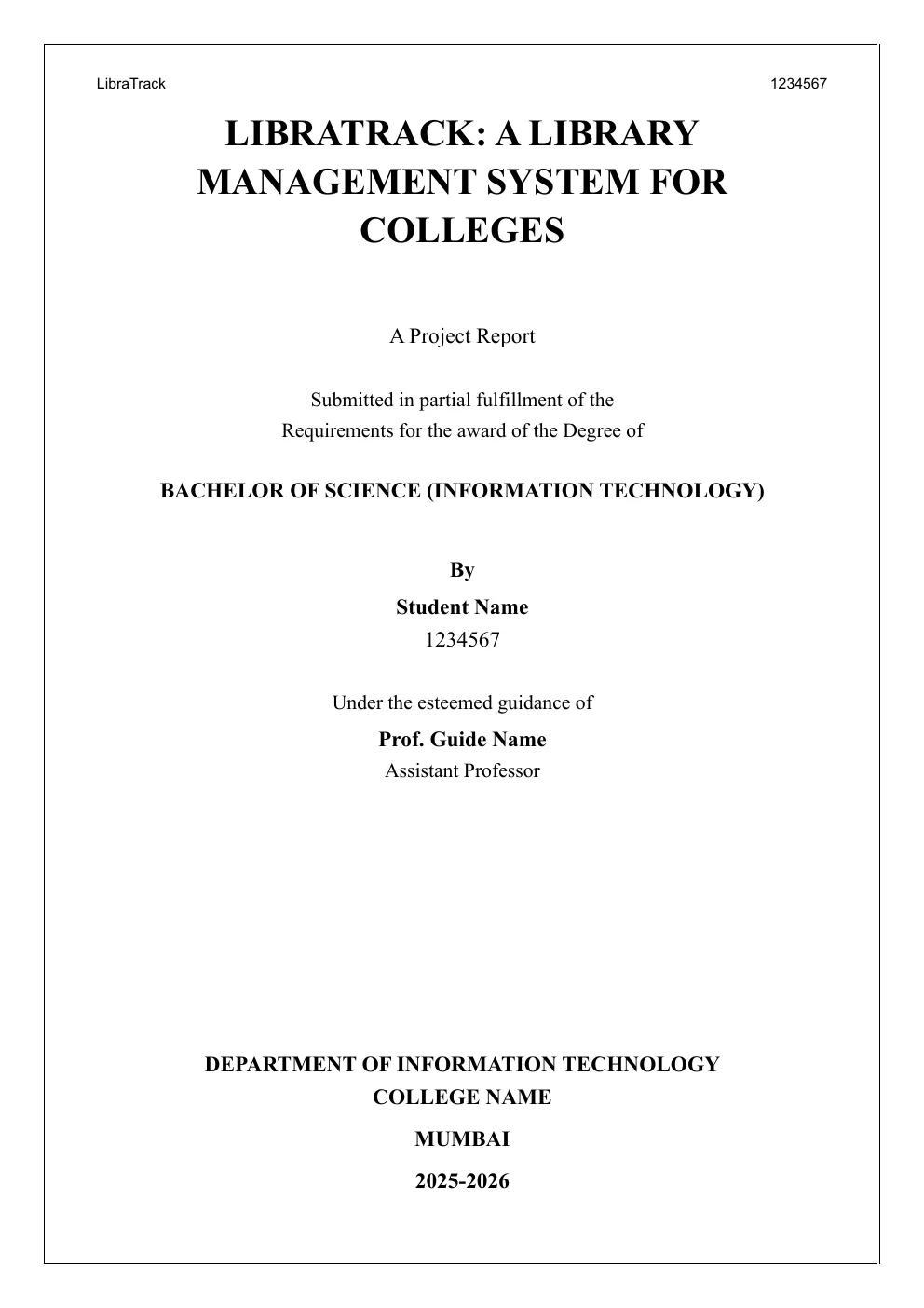 The report’s title page